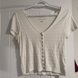 American Eagle Outfitters Cream Button-Up Women's Top